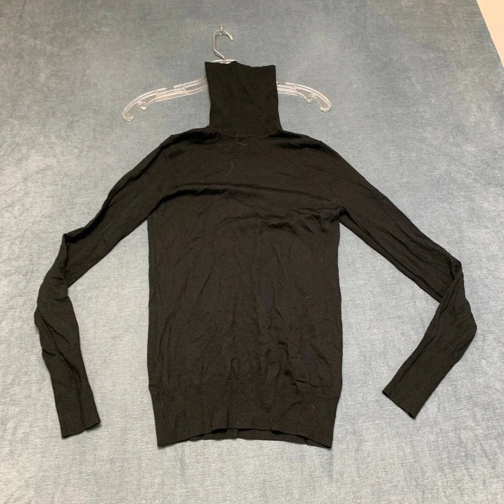 J.Crew Sweater Mens Small Black Turtle Neck Long Sleeve Casual Fit Ribbed Hem